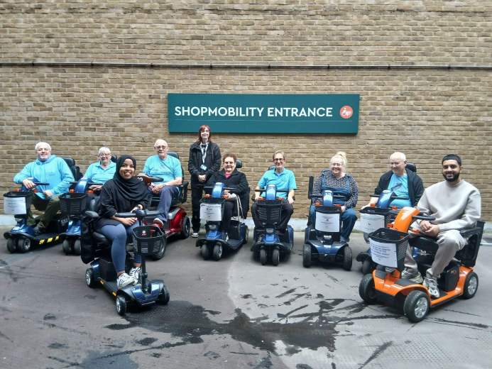 Hillingdon Shopmobility volunteers and equipment